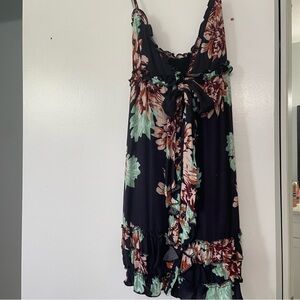 ETIQUETTE Black Floral Boho Mini Dress Small